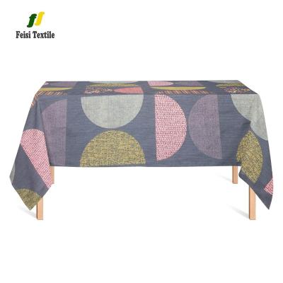 China Round Oilproof Hemicycle Pattern Oilproof Tablecloth Half Tovaglia Printed Fabric for sale