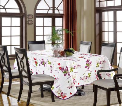 China Oilproof strawberry colorful white based cherry flowers waterproof tablecloth tovaglia for European market for sale