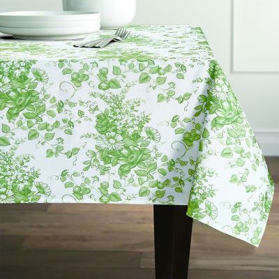 China Oilproof Leaf Tropical Green Blue Leaves Tablecloth Mantel Table Cloth For Dining Room Home for sale