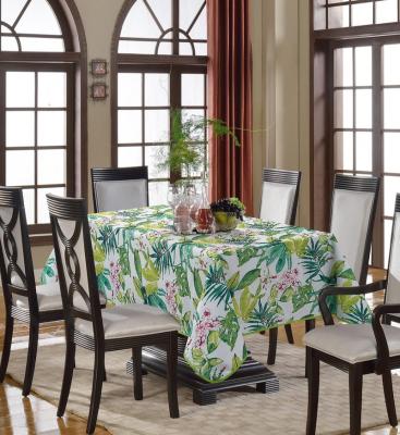 China Oilproof Tropical Palm Leaves Green Rainforest Plants Pattern Tablecloth Hojas Tropicals Mantel for sale