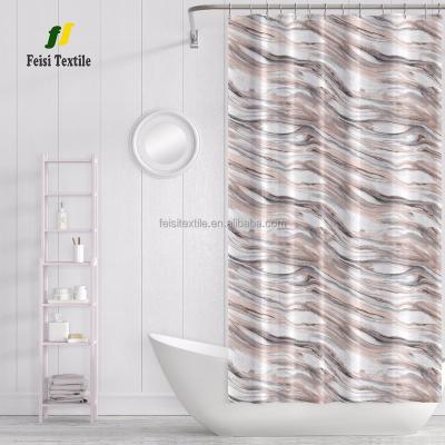 China Sustainable Supplier Abstract Chinese Pattern Shower Curtain For Hotel Bathroom Decor for sale