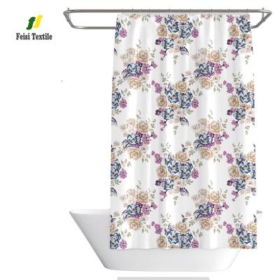 China Sustainable Shaoxing Supplier Fashion Flower Pattern Shower Curtain For Wholesale for sale