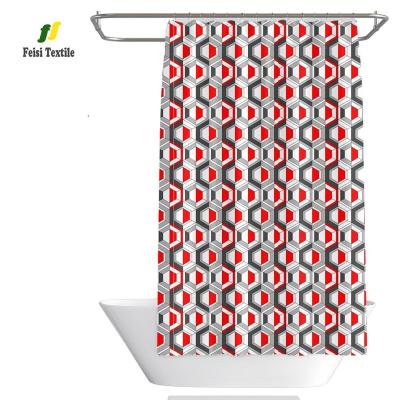 China Living Solid Geometric Chart And Chevron Printed Shower Curtain for sale