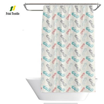 China Seahorse Sustainable Waterproof Bathroom Design Seahorse Shower Curtain Rust Proof Decorative Shower Curtain With Hooks for sale