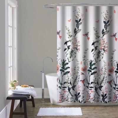 China Viable Tropical Plant Leaves Shower Curtain for Tub with Hooks for sale