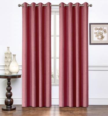 China Durable Cationic Fabric Solid Color Water Repellent 12 Metal Rings Window Curtain For Home Hotel Decorative Windows for sale