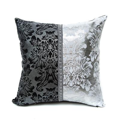 China Black Silver White Flower Metallic Damask Jacquard Massage Cushion Cover Made in Shaoxing for Sofa Chair Decor for sale