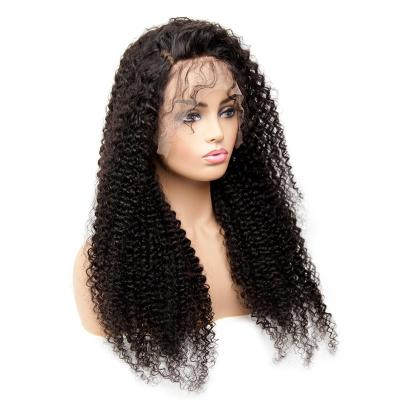 China 100% Virgin Hair Soft Virgin Hair Transparent Thin Human Hair Lace Band Long Kinky Curly Wigs Natural Looking For Black Women for sale