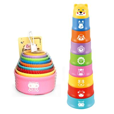 China Hot Selling Colorful Safety Commercial Goods Number Folding Stacking Cup Toys Intellectual Children Educational Toy Cups For Sale for sale