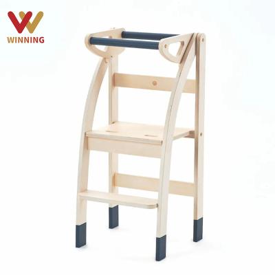 China (Height)Adjustable Gain Customize Toddler Montessori Folding Learning Tower Step Stool Adjustable Height Wooden Kids Kitchen Aid for sale