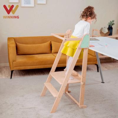 China (Size)Adjustable Gain Wooden Folding Study Tower Montessori Learning Assistant Tower Kitchen Step Stools Kitchen Helper Tower for sale