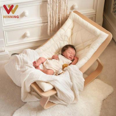 China Safety Comfortable Baby Chair Kids Sofa Indoor Children Furniture Rocking Chair for Baby Sleep Baby Natural Wood Bouncer Swing Chair for Babies Nursery for sale