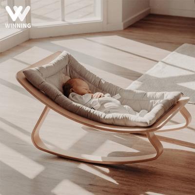 China Safety Comfortable Baby Chair Childhood Wooden Baby Bouncer With Baby GYM Rocking Chair Small Cradle Bed For Child Sleep Guard Sofa Chair Baby Bouncer Balance for sale