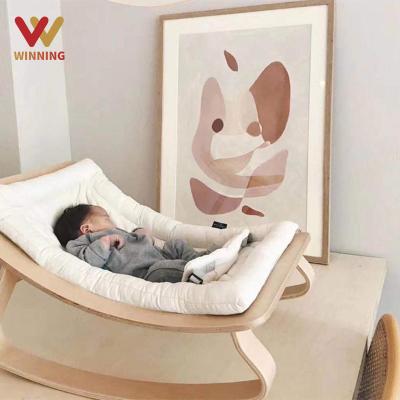 China Safety Comfortable Baby Chair Rocking Chair Kids Balance Chair Wooden Recliner For Toddler With Seat Belt And Booster Mecedoras Baby Bouncer Rocker Chair for sale