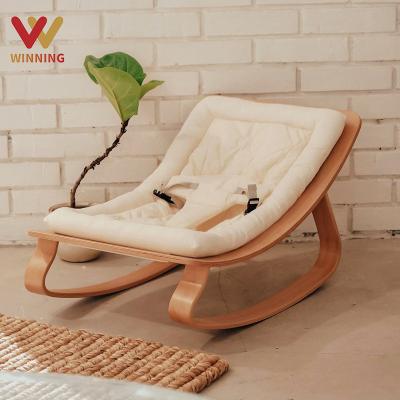 China Safety Comfortable Baby Chair Kids Furniture Rocking Chair for Baby Sleep Children Indoor Natural Wooden Baby Sofa Bouncer Swing Chair for Babies Nursery for sale