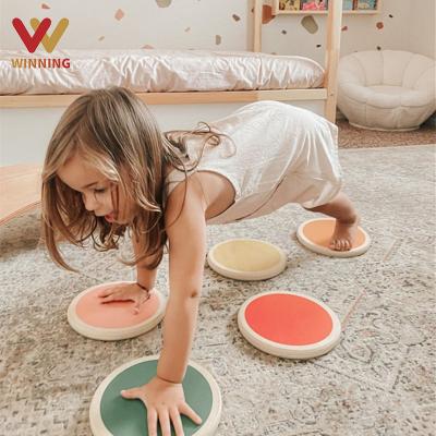 China Eco-Friendly Montessori Balance Material Gaining Progress Stones For Children Balance Beam Obstacle Course School Baby Guard Toy Kids Wooden Toys Gifts for sale