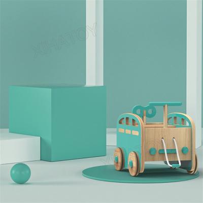 China Wooden Baby Push Walker Toddler Children Educational Learning Wooden Push Walker Toddler Car Toys Wood Gain Walker for sale