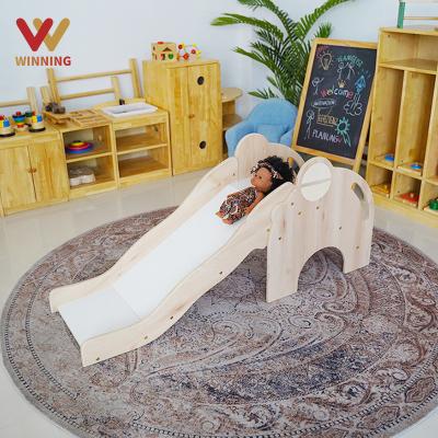 China Safe/Durable Gain Indoor Wooden Playground Wooden Animal Theme Play Slide For Infants And Toddlers Custody For Montessori School Furniture for sale