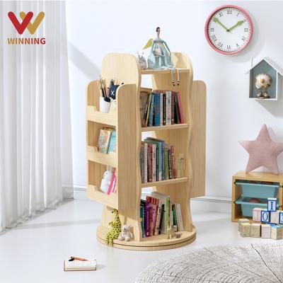 China (Size) Book Binding 3 Row Adjustable Position Bookcase Wooden Shelving Shelf Rotating Cabinet Rack Book Organizer Stand Buries Storage for sale