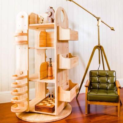 China Wooden Revolving Shelf Expandable Around Shelves Bookshelf Modern Book Rack For Kid Cabinet Bookcase Furniture Home Display Stand for sale