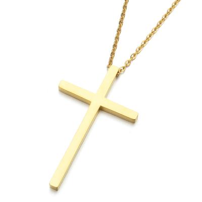 China Free Shipping Trendy Simple Design Fashion Gold Silver Plated Cross Available Christian Necklace For Women Stainless Steel Pendant for sale