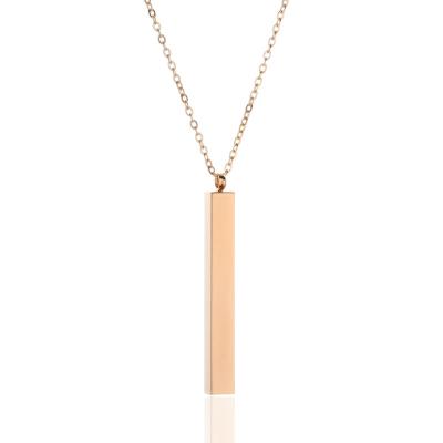 China 2020 Fashion Trendy Simple Design Three Colors Available Stainless Steel Cuboid Bar Pendant Chain Necklace For Women for sale