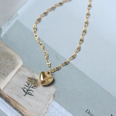 China Simple Lovely Korea Fashion Durable 14k Gold Plated Stainless Steel Titanium Thin Chain Solid Heart Bracelet For Women Girls for sale