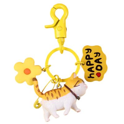 China Eco-friendly Mixed Design PVC Key Chain Creative Cute Animal Cartoon Colorful Cat Key Holder Keychain For Gifts Wholesale for sale