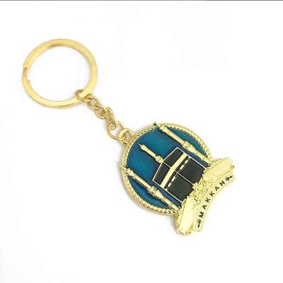 China Hot Pilgrimage Souvenir Mecca Muslim Religious Promotion Style Gift Metal Alloy Key Chain for sale