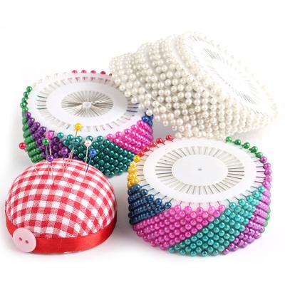 China Pearl Needle Color Pin Beaded Fixed Vertical Cut Button Brooch Large Size Training Pin for sale