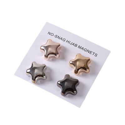 China Accessories Strong Lady Cloth Party Decoration Wedding Star Pentagon Magnet Shawl Scarf Pins Fashion Decorative Clasp Scarf Ring for sale