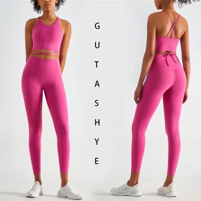 China 2022 New 2 Piece/Set Women's Breathable Tracksuits Yoga Set Sports Suit Women Lounge Wear Culture Tops Sexy Women Leggings for sale