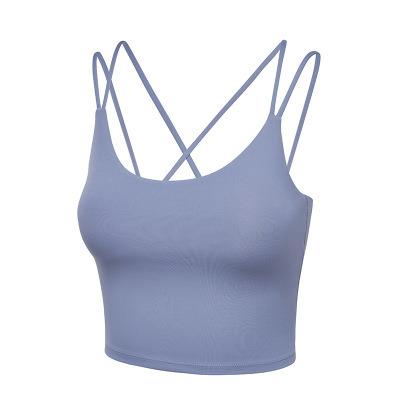 China Women's Breathable Running Jogging Camisole Yoga Tank Top Sweat Absorption Vest Bra Suspender Small for sale