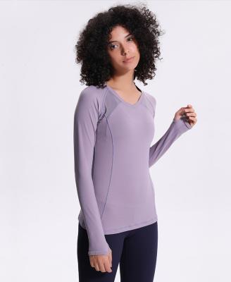 China Women Yoga Mesh Athletic Long Sleeves Sports Running Shirt Breathable Gym Workout Top Wear for sale