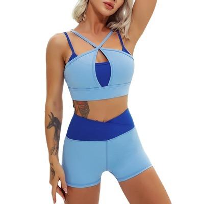 China OEM/ODM Customization GUITA Dual-Strap Breathable Fake Two-Piece Sports Suit Outdoor Running Yoga Cross Top Shorts Workout Clothes for sale