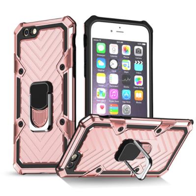 China Shockproof& Ring Holder Stand Hot Selling Ring Kickstand Bumper Shockproof Armor Metal Heavy Duty Military Magnetic Grade Hard Phone Protective Case For iPhone 6S for sale