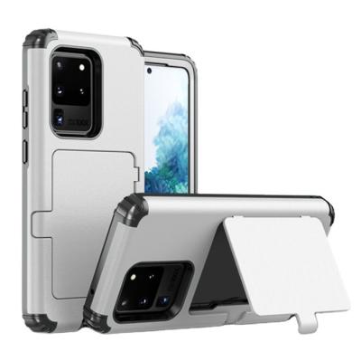 China Shockproof& Non-Slip& High Positioned Mirror&Card Defender Cover Built-in Slot Cover Modern Design Triple Protection Case For Samsung for sale