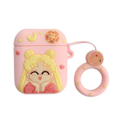 China Full Cover Fashionable Cute Silicone Cute Air Pods With Key Chain 3D Sailor Moon Skin Design Air Pods Accessories Charging Cover Devices Compatible for sale