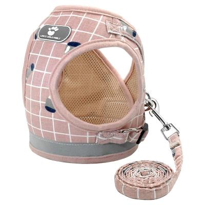 China Viable Dogs Cat Harness Mesh Puppy Pet Harness Small And Reflective Adjustable Nylon Leash Vest For Dog Cat for sale