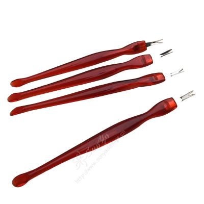 China Comfortable High Quality V Blade Stainless Steel Nail Cuticle Pushers for sale