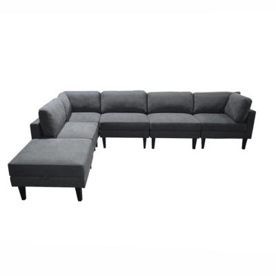 China (Other) Wholesale Dark Gray Adjustable Furniture 7seater Sectional L Shaped Home Sofa Bed for sale