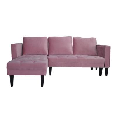 China Modern designs soft and comfortable latest style soft and comfortable pink corner fabric home furniture sofa set for sale