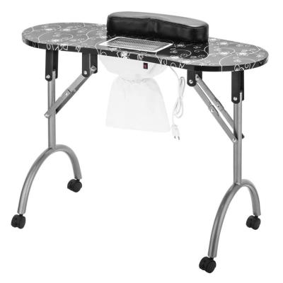 China Cheap Folding Stainless Steel Frame Manicure Desk Station With Wheels And Drawer Carry Bag Used Nail Salon Furniture for sale