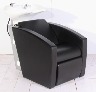 China Comfortable Hair Salon Fix Salon Shampoo Chair Stainless Steel Frame Shampoo Unit Wash Chair With Bowl And Sink for sale