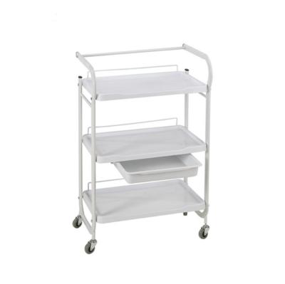 China Durable Salon Spa Plastic Rolling Trolley Stylist Tool 3 Drawer Beauty Trolley Hair Cart Trolley On Wheels for sale