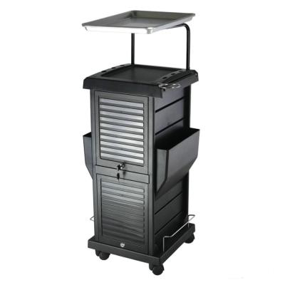 China Minewill Durable Black Plastic Lockable Beauty Salon Trolley for sale