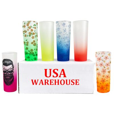 China Glass Manufacture in China USA Warehouse 2.5oz Whiskey Cocktail Glass Heavy Base Frosted Shot Glass for Sublimation Printing for sale