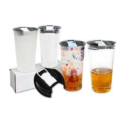 China Empty 20oz DIY Sublimation Glass Beer Mugs Frosted Clear Rim Tempered Glass Beer Pint Empty Beer Pint Mugs Sublimation Glass Mugs for Blank Sublimation Transfer for sale