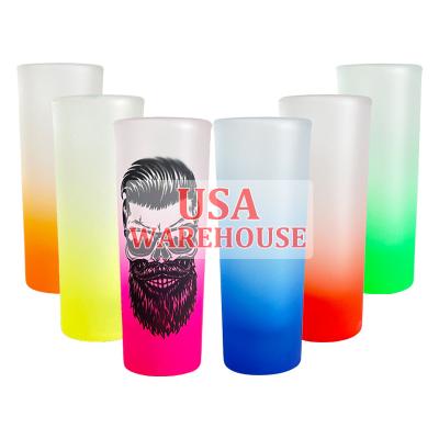 China Hot Selling Empty Sublimation Glass 2022 2.5 Ounce Shot Glass Colored Ombre Sublimation Bottom Tumbler for Sublimation and Personalization for sale