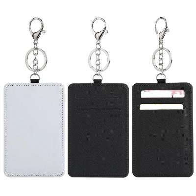 China Sublimation Leather Card Holder Key Chain Customized Fashion PU Card Holder ID Badge Card Bus Key Chain Holders for sale